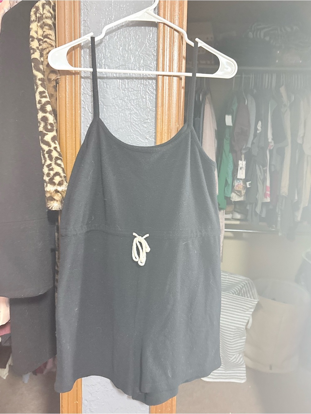 Black Women's Knit Romper with Drawstring - Sz S Forever 21